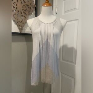 White House Black Market Sz S White/Gold/Silver Sleeveless Pleated Knit Blouse